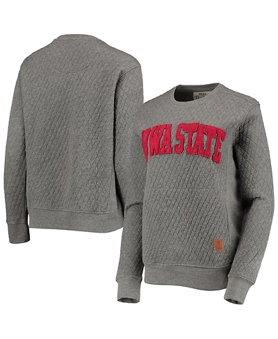 Women's Pressbox Heather Charcoal Iowa State Cyclones Moose Quilted Pullover Sweatshirt