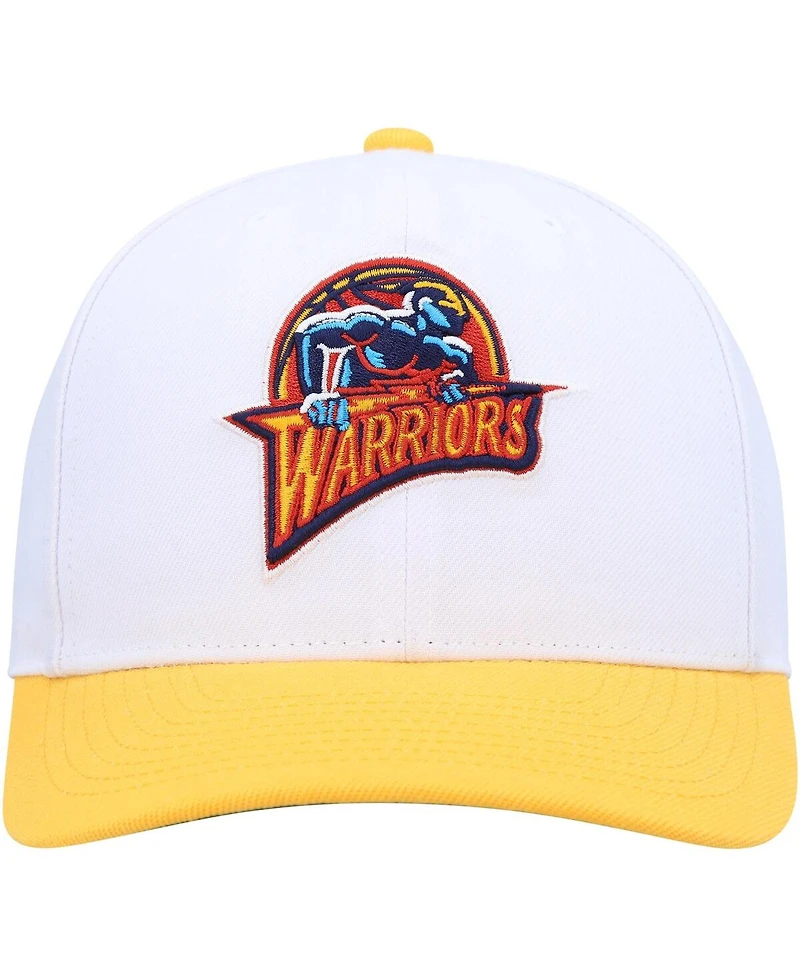Men's Mitchell & Ness White, Gold Golden State Warriors Hardwood Classics Core 2-Tone 2.0 Pro Snapback Hat