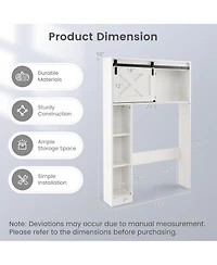 Costway Over the Toilet Bathroom Storage Cabinet with Sliding Barn Door & Shelves