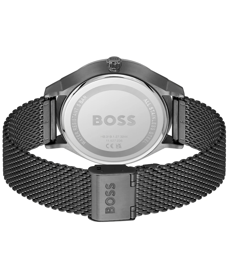 Hugo Boss Men's Tyler Quartz Multifunction Ionic Plated Black Steel Watch 43mm