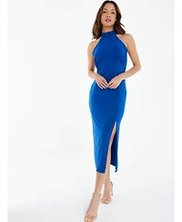 Quiz Women's Royal Blue Halter Neck Midi Dress