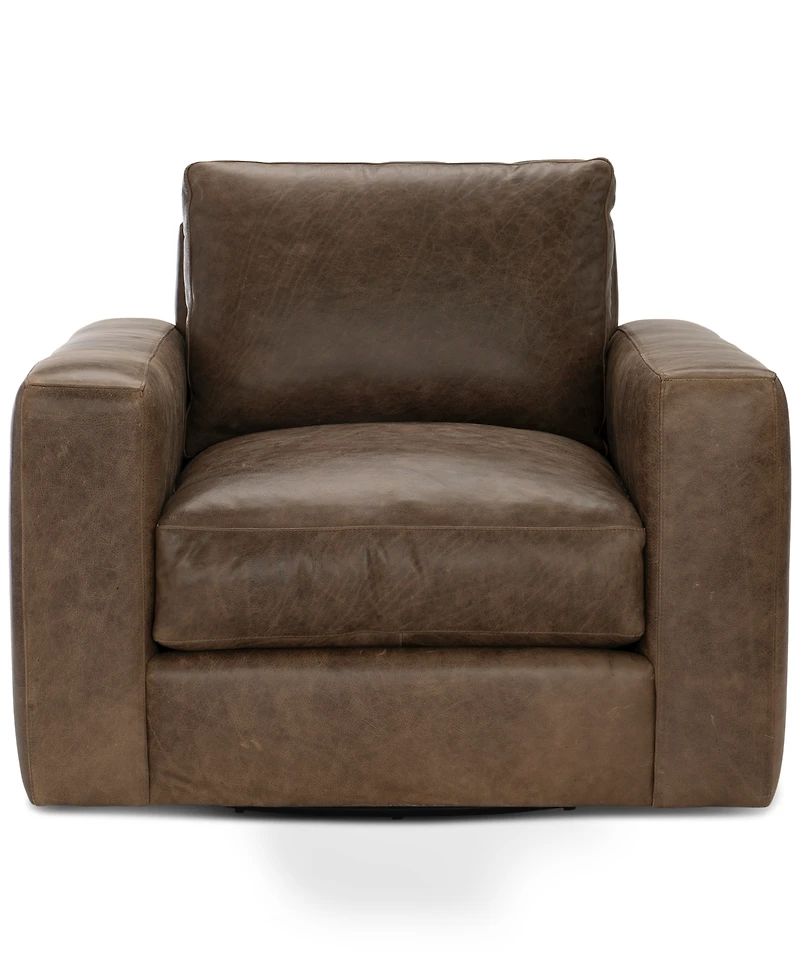 Dawkins 38" Leather Swivel Chair, Created for Macy's