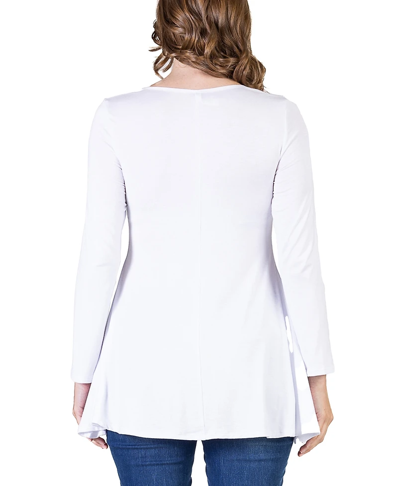 24seven Comfort Apparel Women's Long Sleeve Swing Style Flare Tunic Top
