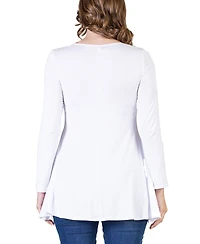 24seven Comfort Apparel Women's Long Sleeve Swing Style Flare Tunic Top