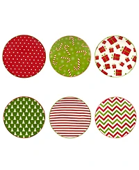 Certified International Holiday Fun 6" Canape Plates Set of 6, Service for 6