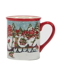 Certified International Christmas Gnomes 16 oz Mugs Set of 4, Service for 4