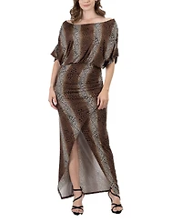 24seven Comfort Apparel Women's Boat Neck Slit Maxi Dress
