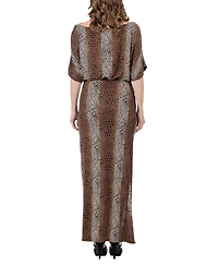 24seven Comfort Apparel Women's Boat Neck Slit Maxi Dress