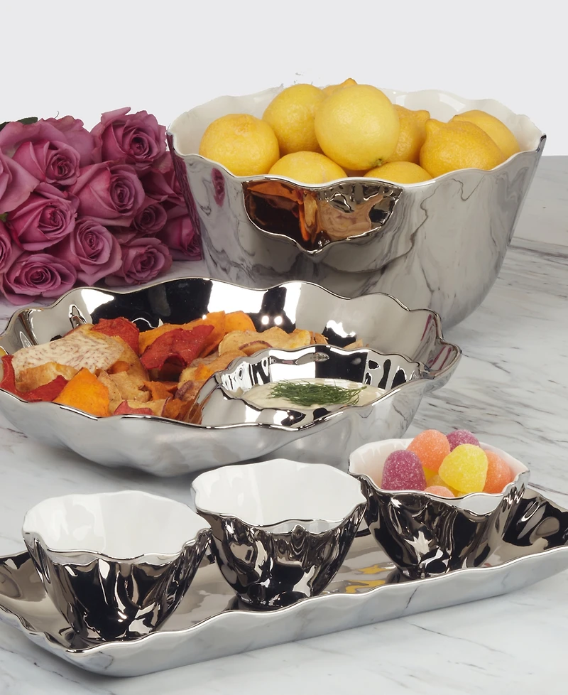 Certified International Gold-Silver Tone Coast Chip Dip