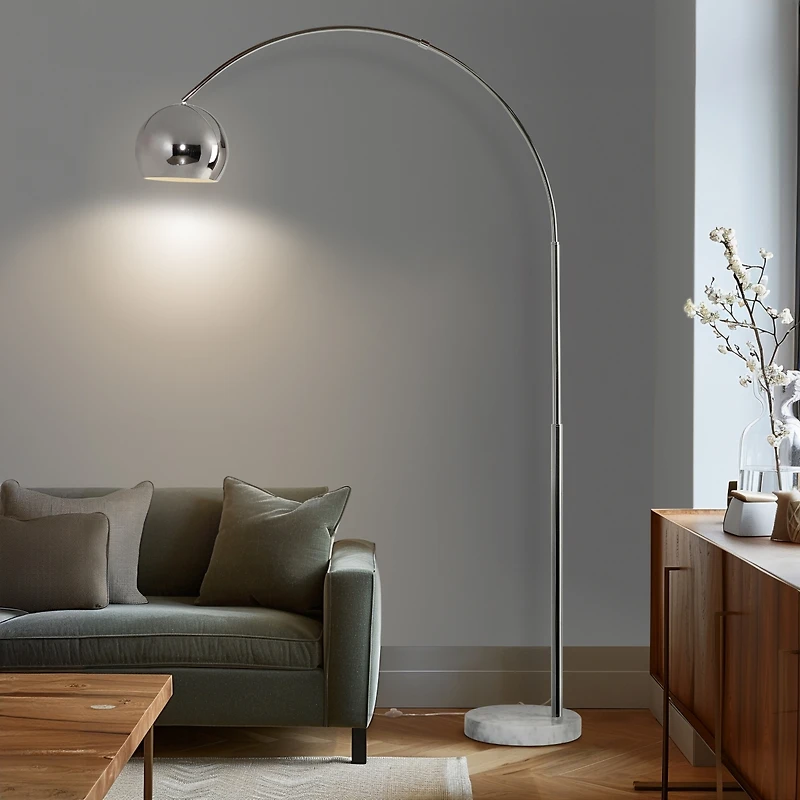 Olivia Led Contemporary Arc Floor Lamp with Heavy-Weighted Marble Base (75"), Bulb Included