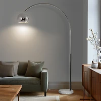 Olivia Led Contemporary Arc Floor Lamp with Heavy-Weighted Marble Base (75"), Bulb Included