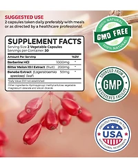Healths Harmony Berberine Hcl Plus Capsules, Blood Sugar Support Supplement & Ampk Metabolic Activator, Appetite Suppressant for Weight Loss, Health's