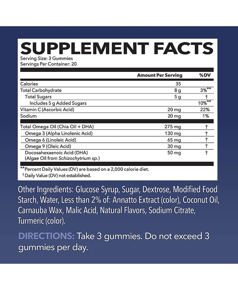 Omega + Dha Gummies, Lemon & Orange Flavor, Havasu Nutrition, 60ct