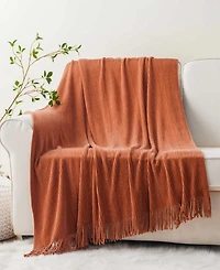 Battilo Classic Textured Ribbed Knit Throw, 50" x 60"