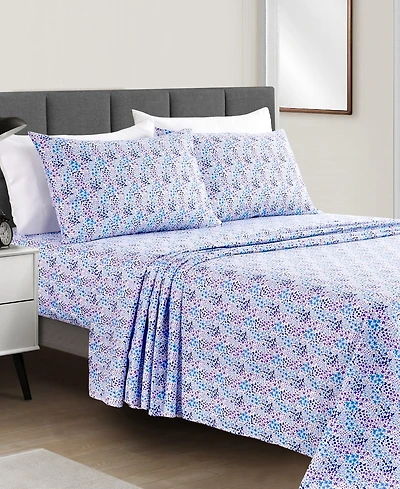 Sunham Microfiber Easy Care Printed 4-Pc. Sheet Set, California King