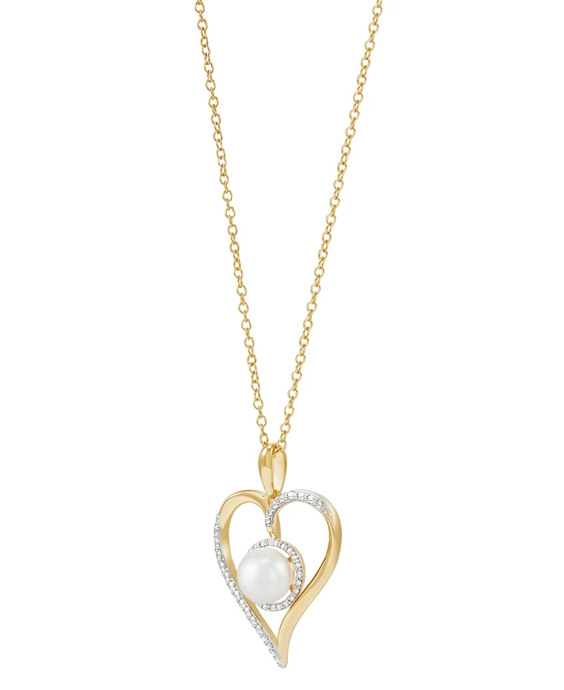 Birthstone Gemstone & Diamond Accent Heart 18" Pendant Necklace 14k Gold-Plated Sterling Silver