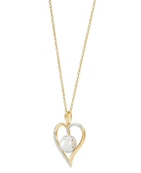Birthstone Gemstone & Diamond Accent Heart 18" Pendant Necklace 14k Gold-Plated Sterling Silver