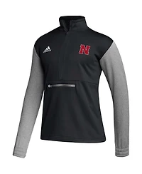 Men's adidas Black Nebraska Huskers Sideline Aeroready Half-Zip Top