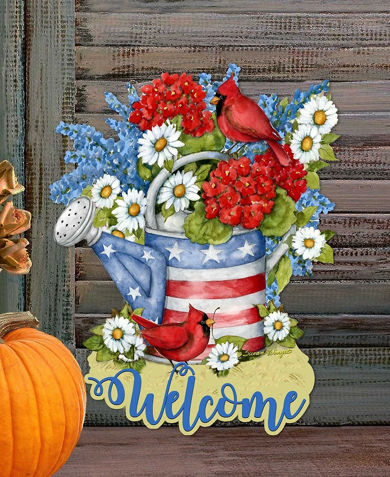 Designocracy Holiday Wooden Door Decor Wall Decor American Watering Can S. Winget