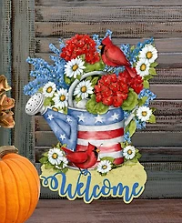 Designocracy Holiday Wooden Door Decor Wall Decor American Watering Can S. Winget