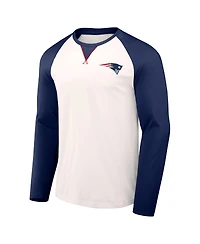Men's Nfl x Darius Rucker Collection by Fanatics Cream, Navy New England Patriots Long Sleeve Raglan T-shirt