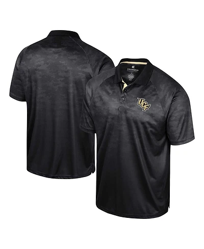 Men's Colosseum Black Ucf Knights Honeycomb Raglan Polo Shirt