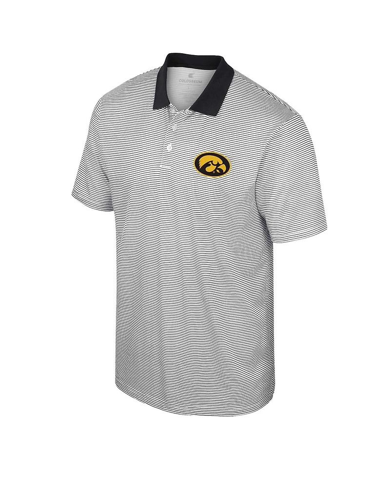 Men's Colosseum White Iowa Hawkeyes Print Stripe Polo Shirt