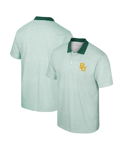 Men's Colosseum White, Green Baylor Bears Print Stripe Polo Shirt