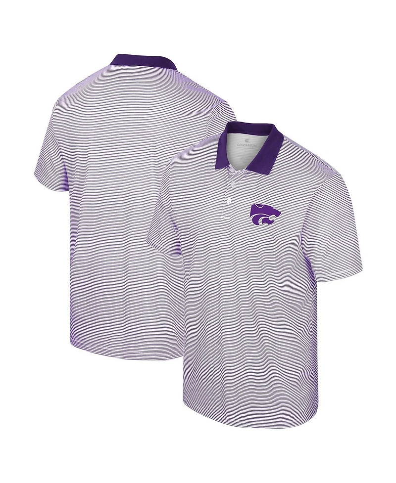 Men's Colosseum White, Purple Kansas State Wildcats Print Stripe Polo Shirt