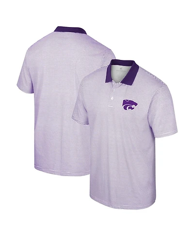 Men's Colosseum White, Purple Kansas State Wildcats Print Stripe Polo Shirt
