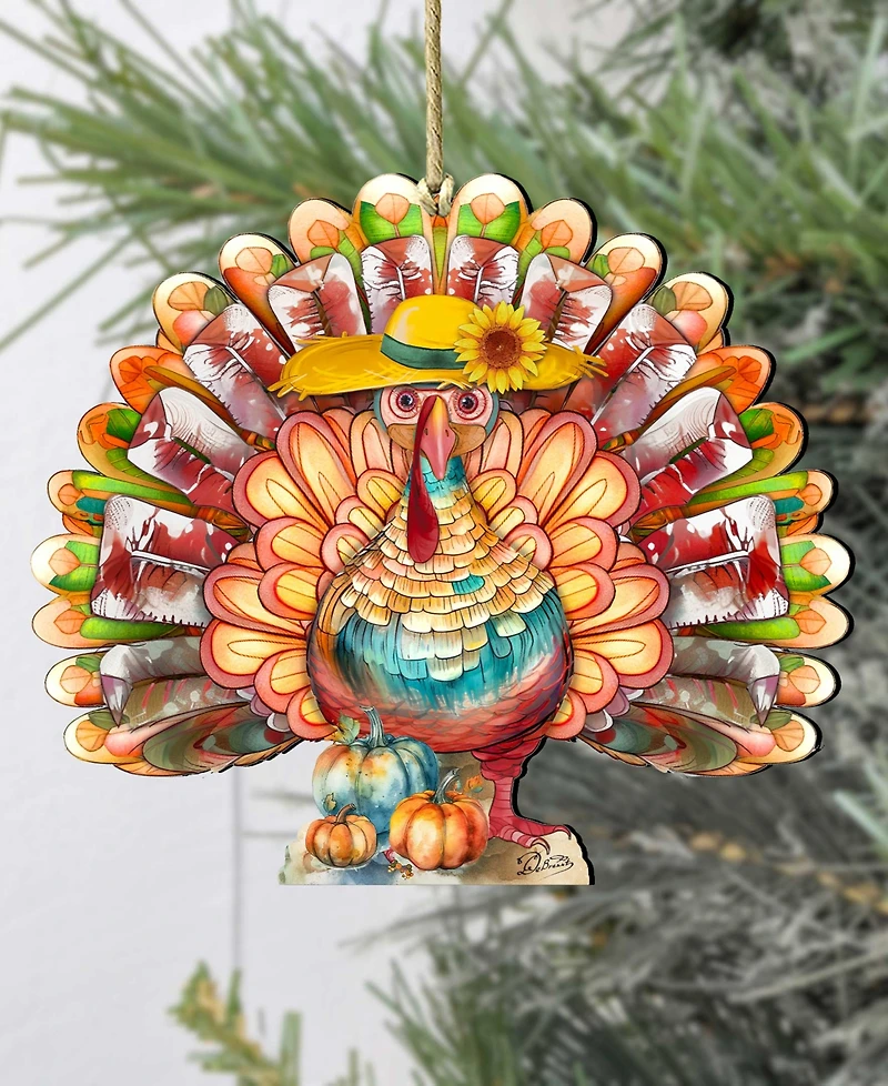 Designocracy Holiday Wooden Ornaments Thanksgiving Turkey Home Decor G. DeBrekht