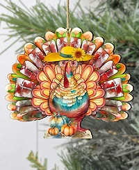 Designocracy Holiday Wooden Ornaments Thanksgiving Turkey Home Decor G. DeBrekht