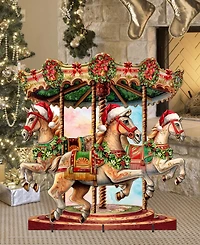 Designocracy Christmas Carousel 32" Christmas Outdoor Yard Decor G. DeBrekht