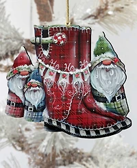 Designocracy Hello Christmas Boots Christmas Wooden Ornaments Holiday Decor J. Mills-Price