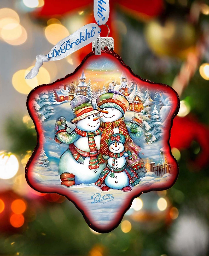 Designocracy Cheerful Snowmen Snowflake Mercury Christmas Glass Ornaments G. DeBrekht