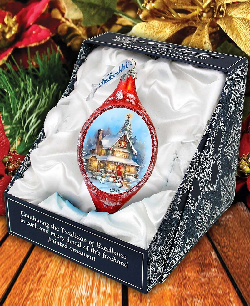 Designocracy Christmas Cottage Drop Holiday Mercury Glass Ornaments G. DeBrekht