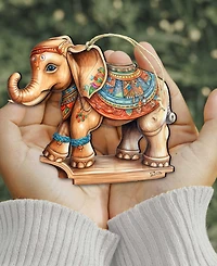 Designocracy Carousel Elephant Christmas Wooden Ornaments Holiday Decor G. DeBrekht