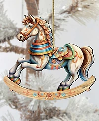 Designocracy Rocking Horse Christmas Wooden Ornaments Holiday Decor G. DeBrekht