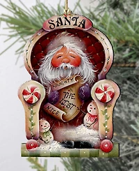 Designocracy Santa Checking his List Christmas Wooden Ornaments Holiday Decor J. Mills-Price