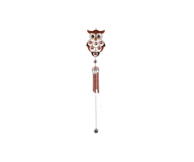 30" Long Owl Copper and Gem Wind Chime