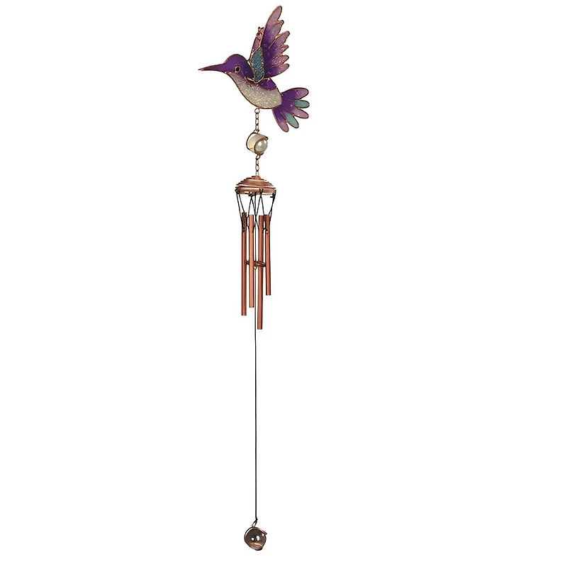 Fc Design 24" Long Blue and Purple Hummingbird Copper and Gem Wind Chime Home Decor Perfect Gift for House Warming, Holidays and Birthdays