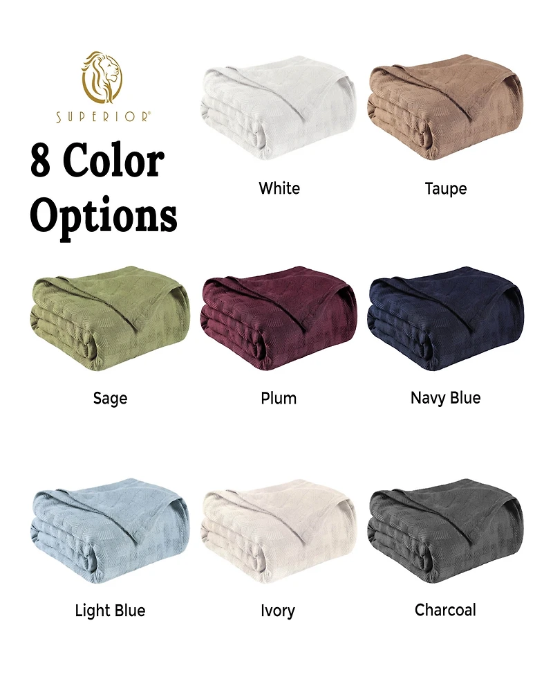 Superior Basket Weave All Season Cotton Blanket, King