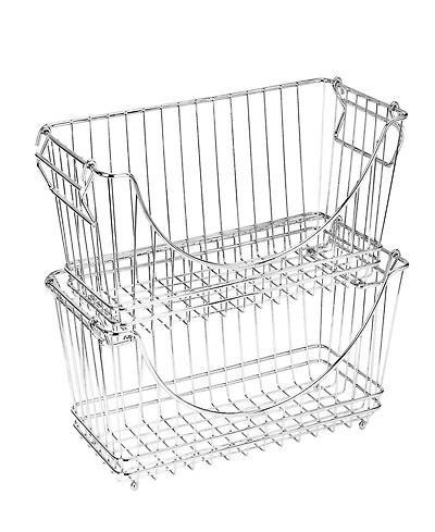 Smart Design Set of 2 Medium Stacking Baskets with Handles, 12.63" x 5.5"