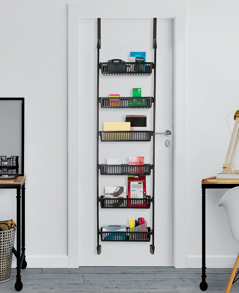 Smart Design 6-Tier Over-the-Door Hanging Pantry Organizer with Full Baskets