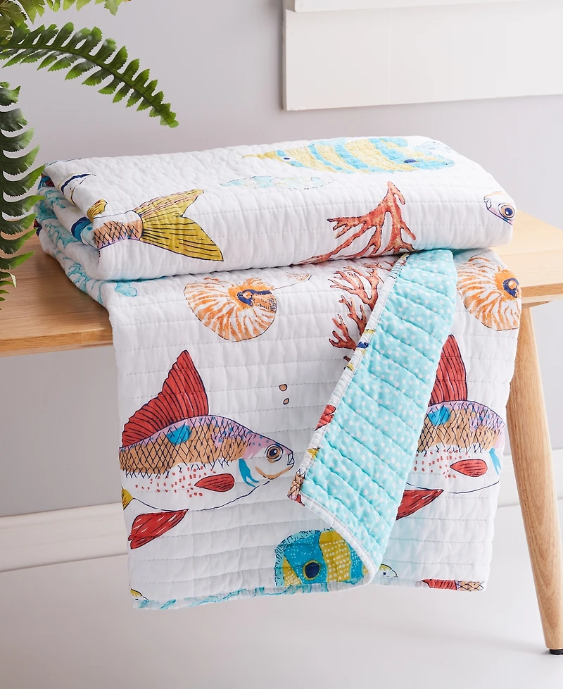 Levtex Barrier Reef Embroidered Quilted Throw, 50" x 60"