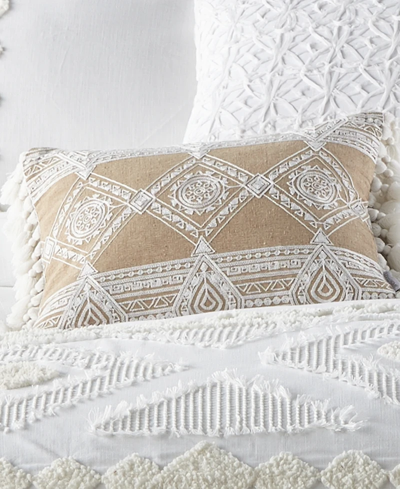 Levtex Harleson Diamond Embroidered Tassels Decorative Pillow, 14" x 18"