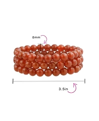 Bling Jewelry Stackable Set Of 3 Natural Stone Round Bead 8MM Multi Strand Stretch Bracelet