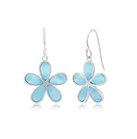 Sterling Silver Daisy Flower Larimar Earrings