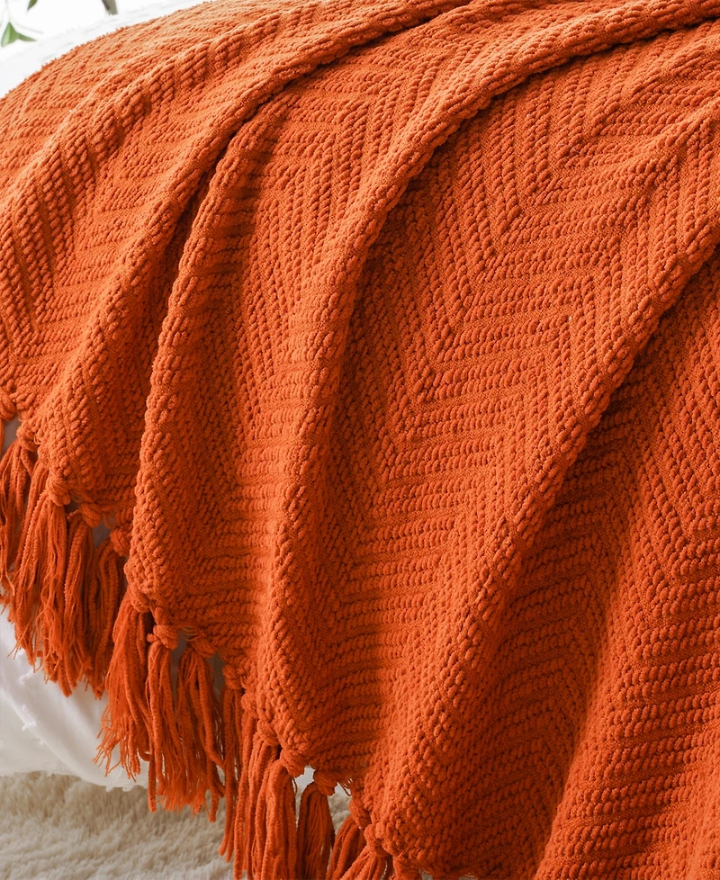 Battilo Classic Textured Woven Micro Chenille Throw, 50" x 60"