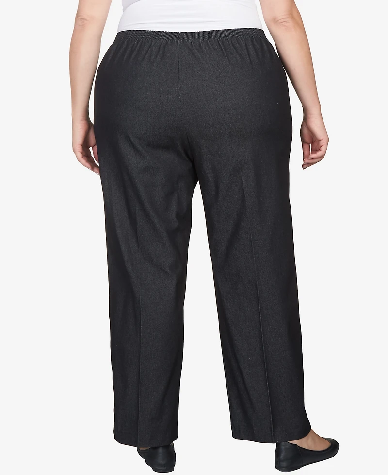 Alfred Dunner Plus Comfort Waistband Mid Rise Average Length Straight Leg Denim Pant